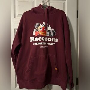 Retrokid Racoons hoodie, XL, burgundy
